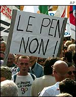 Anti-Le Pen protester in Paris