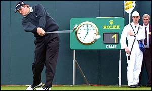 Peter Baker tees-off the Open at Muirfield