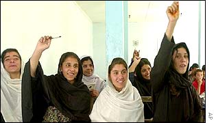 Afghan girls in a classroom